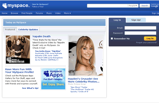 MySpace1 MySpace Music Now In UK