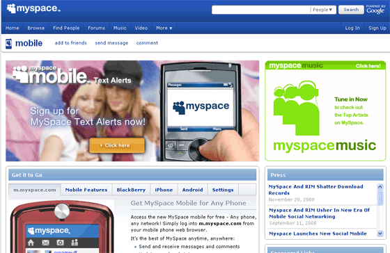 MySpace Mobile Check Out New Mobile Site Of MySpace For Smartphone users