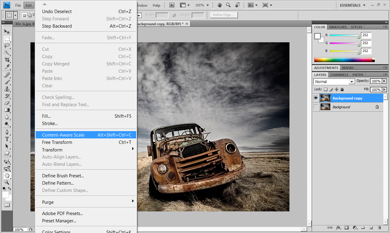 Advantage of using Content Aware Scaling in Photoshop CS4 [Updated with FireFly]