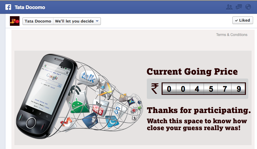Another first from Tata Docomo  Uses Facebook fans to determine product price 